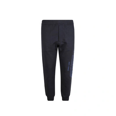 Alexander Mcqueen Cotton Logo Sweatpants In Blue