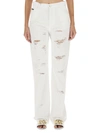 Dolce & Gabbana White Denim Boyfriend Jeans With Rips In White
