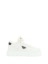 Prada Leather Shearling Lug-sole Sneakers