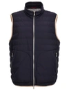 Brunello Cucinelli Men's Quilted Down Zip-front Vest In Blue