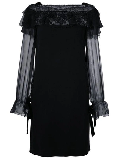 Alberta Ferretti Lace Trim Dress - Black