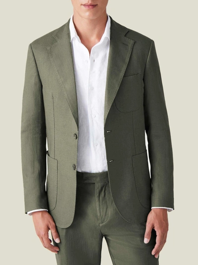 Luca Faloni Olive Green Linen Suit