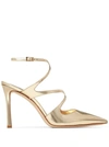 JIMMY CHOO AZIA PUMP 95  LIQUID METAL LEATHER