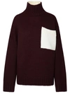 Jw Anderson J.w. Anderson Two-tone Turtleneck Sweater In Alpaca Blend In Bordeaux