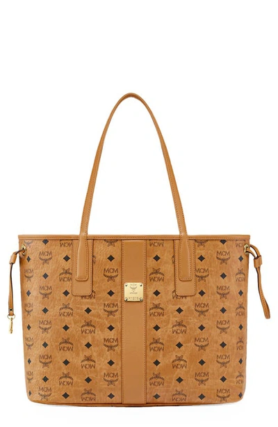 Mcm Liz Small Reversible Visetos Shopper Tote In Brown