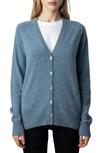 Zadig & Voltaire Button-up Cashmere Cardigan In Denim