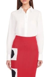 Staud Twiggy Cotton Poplin Button-up Shirt Bodysuit In White