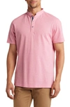 Lorenzo Uomo Trim Fit Band Collar Cotton Polo In Pink