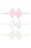 Baby Bling 3-pack Baby Fab Skinny Bow Headbands In Rose Quartz/ White/ Ivory