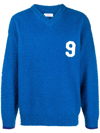 Erl Unisex V-neck Knit Football Sweater In Blue