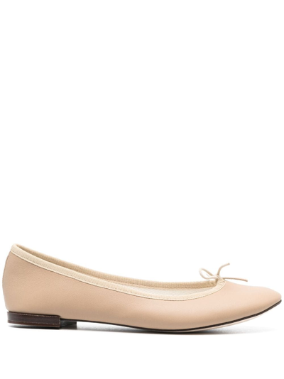 Repetto Bow-detail Leather Ballerina Shoes In Neutrals