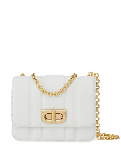 Ferragamo Gancini Leather Mini Bag In Optic White