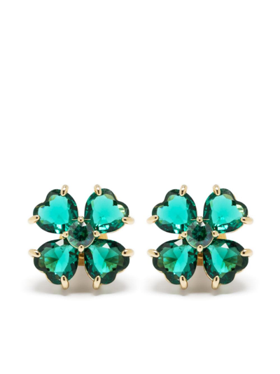 Swarovski Idyllia Clover Stud Earrings In Green
