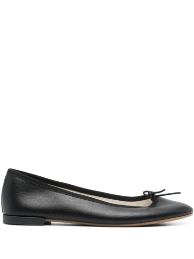 REPETTO BOW-DETAIL LEATHER BALLERINA SHOES