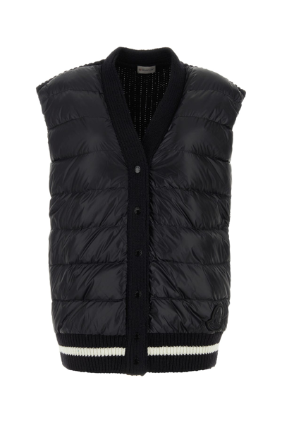 Moncler Black Padded Down Vest In P90 Black