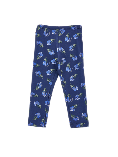 Monnalisa Kids'   Floral Jersey Leggings In Navy Blue