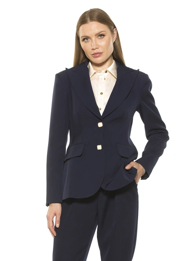 Alexia Admor Jessica Peak Lapel Blazer In Blue