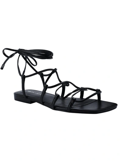 Marc Fisher Calivia Womens Faux Leather Ankle Strap Gladiator Sandals In Black