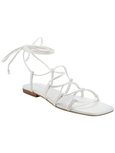 Marc Fisher Calivia Womens Faux Leather Ankle Strap Gladiator Sandals In White
