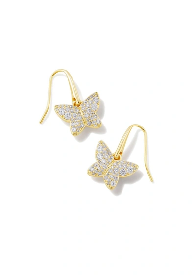 Kendra Scott 14k Gold-plated Pave Butterfly Drop Earrings In Multi
