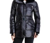 MICHAEL KORS BELTED FAUX FUR COLLAR QUILTED COAT JACKET IN BLACK
