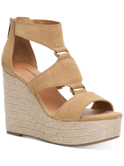 Lucky Brand Rillyon Womens Suede Gladiator Wedge Sandals In Multi