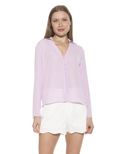 Alexia Admor Lori Long Sleeve Blouse In Purple