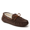 Dearfoams Men's Hudson Genuine Suede Moccasin With Tie Slippers In Brown