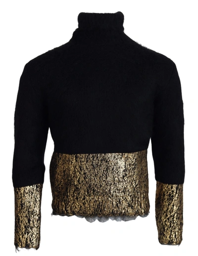 Dolce & Gabbana Black Gold Turtleneck Mohair Pullover S Jumper