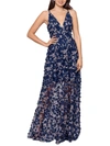 XSCAPE WOMENS EMBROIDERED FIT & FLARE EVENING DRESS