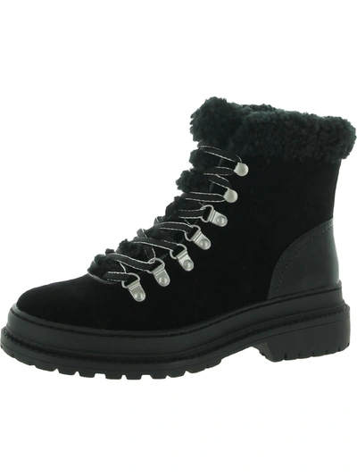 Splendid Mikayla Faux Shearling Trim Lace-up Boot In Black