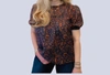 CURRENT AIR LIZZY PRINT TOP IN BERRY PRINT