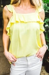 VELVET HEART SALEM RUFFLE TANK IN YELLOW