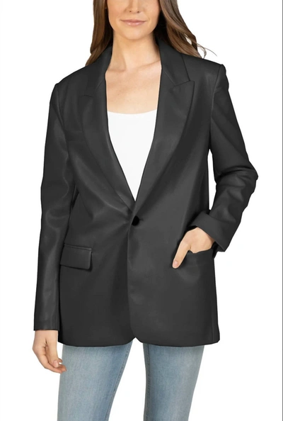 Love Token Vegan Leather Blazer In Black