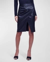 L AGENCE MAUDE PENCIL SKIRT WITH PLEATS IN BLACK