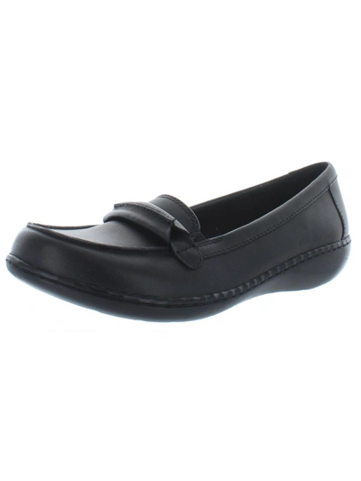 Clarks Ashland Lily Womens Leather Slip On Loafers In Black