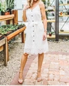 BISHOP + YOUNG CROCHET BUTTON DOWN DRESS IN WHITE