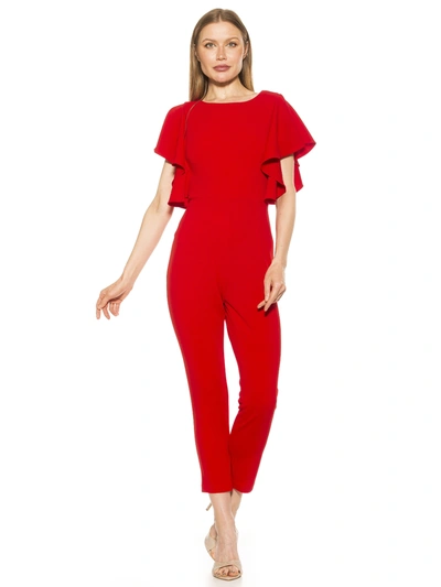 Alexia Admor Priya Flutter Sleeve Jumpsuit In Red