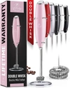 Zulay Kitchen Handheld High Powered Double Whisk Milk Frother In Pink