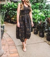 Bishop + Young Double V-neck Belted Midi Dress In Navy In Blue