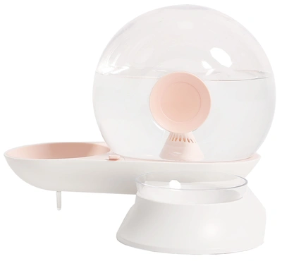 Pet Life 'auto-myst' Snail Shaped 2-in-1 Automated Gravity Pet Filtered Water Dispenser And Food Bo In Pink