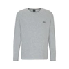 Hugo Boss Long Sleeve Waffle Knit Cotton Blend T-shirt In Medium Grey