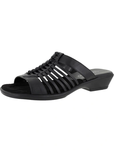 Easy Street Nola Womens Faux Leather Slip On Slide Sandals In Black
