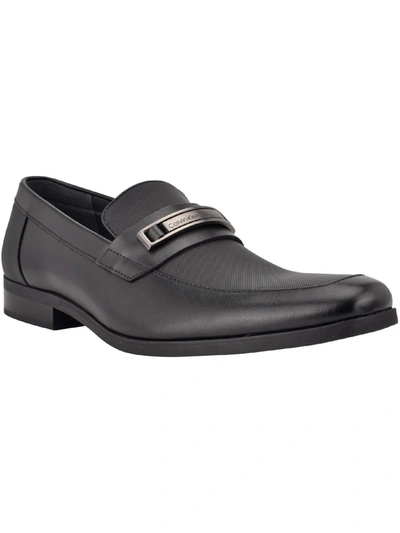 Calvin Klein Jameson Mens Leather Slip-on Oxfords In Black