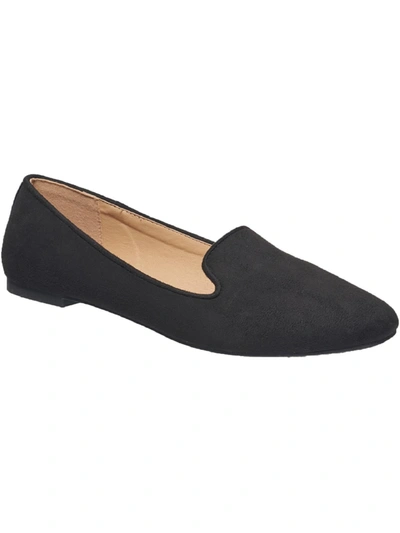 French Connection Delilah Womens Faux Suede Slip-on Smoking Loafers In Black