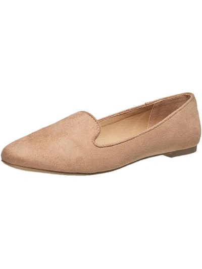 French Connection Delilah Womens Faux Suede Slip-on Smoking Loafers In Beige