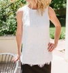 Apricot Eyelash Lace Tank In Off White