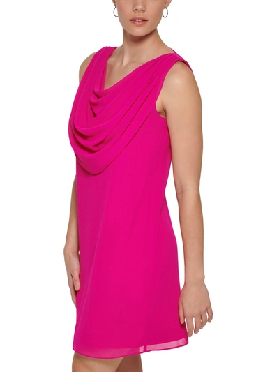 Vince Camuto Womens Cowlneck Mini Shift Dress In Pink