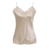 Gold Hawk Lace-panel Spaghetti-strap Top In White