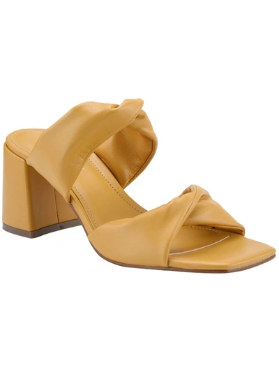 Marc Fisher Kari Womens Faux Leather Casual Slide Sandals In Yellow